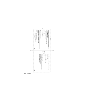 Page 229R - 2   CARD
ZleMFC-US-FAX-4750e/5750e-
Press Menu, 2, 5, 3.
fax number where you want your fax messages forwarded
followed by # #. Program Fax Forwarding Number press 4. Enter the new
 
Turn Fax Storage ON
, press 6.
Turn Fax Storage OFF , press 7.
RETRIEVE A 
FAX
Press
 9 6. 
then toRetrieve all faxes, press 2,
then enter the number of remote fax machine followed by
# #. After the beep, hang up and wait.
Erase all fax messages, press 
3.
Changing Remote Retrieval Access Code1
2Enter a three-digit...