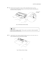 Page 53CHAPTER 3  MAINTENANCE
3-5
*
  2.Place the drum unit assembly on a piece of cloth or disposable paper that is on a flat,
horizontal surface. Pull the toner cartridge out of the drum unit assembly while holding down
the lock lever with your right hand.
Fig. 3-4  Removing the old toner cartridge
!Caution
Handle the toner cartridge carefully.  If toner scatters on your hands or clothes, immediately
wipe or wash it off with cold water.
*
 3.Unpack the new toner cartridge. Keeping it horizontal, gently rock...