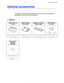 Page 122CHAPTER 4 OPTIONS
4-1
O O
p p
t t
i i
o o
n n
a a
l l
   
a a
c c
c c
e e
s s
s s
o o
r r
i i
e e
s s
This printer has the following optional accessories. You can increase the
capabilities of the printer with these items.
♦ Options
Lower tray unit Network board Additional memory IrDA interface
LT-500 NC-4100h 100pin DIMM IR-1000
See Lower tray unit
in this chapterSee Network option
in this chapterSee RAM expansion
in this chapterSee IrDA interface in
this chapter
Optional font
package
BS-3000
See...