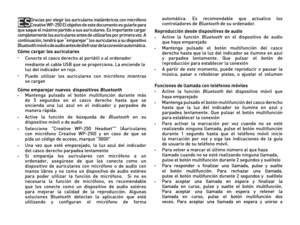 Page 14ES              Gracias por elegir los auriculares inalámbricos con micrófono Creative WP-250 El objetivo de este documento es guiarle para que saque el máximo partido a sus auriculares. Es importante cargar completamente los auriculares antes de utilizarlos por primera vez. A continuación, tendrá que “emparejar” los auriculares a su dispositivo Bluetooth móvil o de audio antes de disfrutar de la conexión automática. Cómo cargar los auriculares• Conecte el casco derecho al portátil o al ordenador...