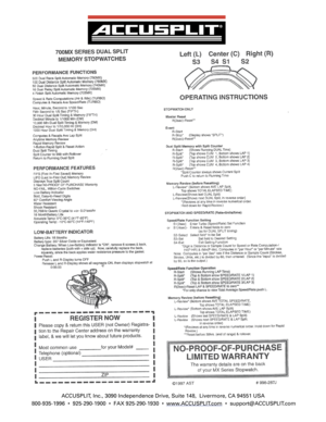 Page 1ACCUSPLIT , Inc., 3090 Independence Drive, Suite 148,  Livermore, CA 94551 USA
 800-935-1996  •  925-290-1900  •  FAX 925-290-1930  • www.ACCUSPLIT .com  •  suppor t@ACCUSPLIT .com 