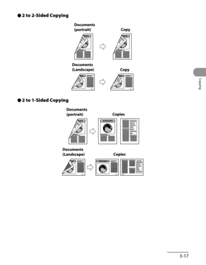 Page 92
3-17
Copying

2 to 2-Sided Copying
2 to 1-Sided Copying
●
● 