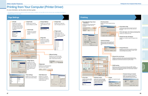 Page 25
47

O t h e r U se ful F e at ur e s

48
Send 
Functions
Additional Functions
Copying Functions
Other Useful Features
Preface

Printing from Your Computer (Printer Driver)
Printing from Your Computer (Printer Driver)
*  The following screenshots are when the UFR II printer driver is installed, and may differ from the ones you see, according to the driver or 
operating system you are using.
Page SettingsFinishing
For more information, see the printer and driver guides.
Enables you to edit the contents of...