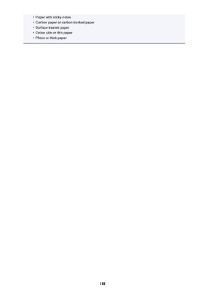 Page 188•Paper with sticky notes•
Carbon paper or carbon-backed paper
•
Surface treated paper
•
Onion skin or thin paper
•
Photo or thick paper
188 