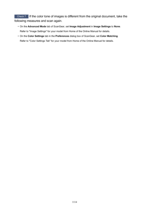 Page 1114Check 7 If the color tone of images is different from the original document, take the
following measures and scan again.