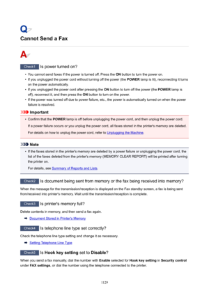 Page 1129CannotSendaFax
Check1 Is power turned on?
