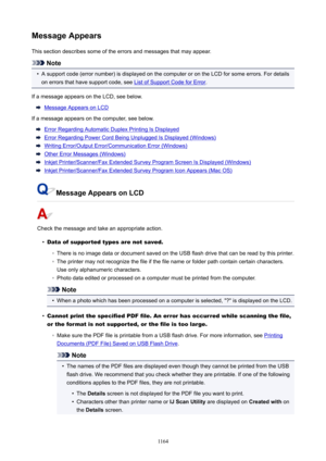 Page 1164MessageAppearsThis section describes some of the errors and messages that may appear.
Note
