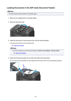 Page 186LoadingDocumentsintheADF(AutoDocumentFeeder)
Note
