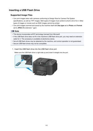 Page 192InsertingaUSBFlashDriveSupportedImageFiles