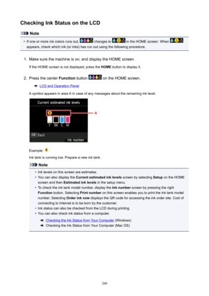 Page 200CheckingInkStatusontheLCD
Note

