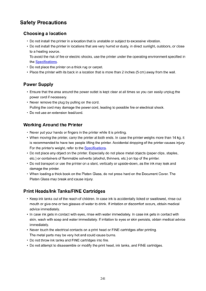 Page 241SafetyPrecautionsChoosingalocation