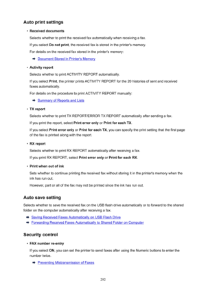 Page 292Autoprintsettings