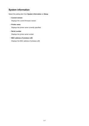 Page 317SysteminformationSelect this setting item from  Systeminformation on Setup .