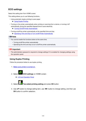 Page 318ECOsettingsSelect this setting item from HOME screen.
This setting allows you to use following functions.