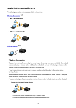 Page 59AvailableConnectionMethodsThe following connection methods are available on the printer.
WirelessConnection
