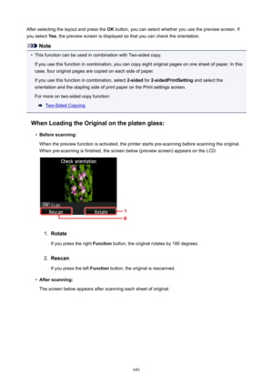 Page 641After selecting the layout and press the OK button, you can select whether you use the preview screen. If
you select  Yes, the preview screen is displayed so that you can check the orientation.
Note
