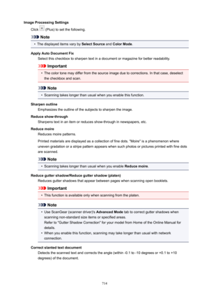 Page 714ImageProcessingSettingsClick 
 (Plus) to set the following.
Note
