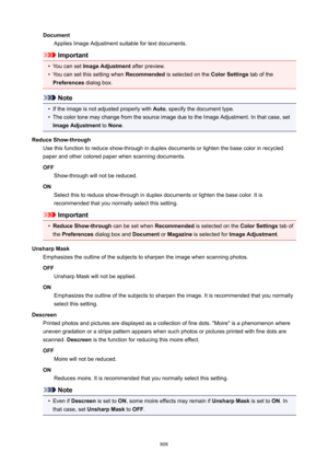 Page 808DocumentApplies Image Adjustment suitable for text documents.
Important
