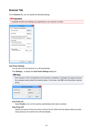 Page 816ScannerTabOn the  Scanner  tab, you can specify the following settings.
Important
