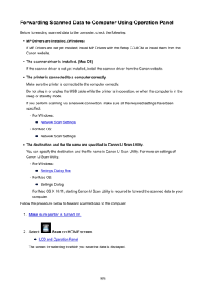 Page 856ForwardingScannedDatatoComputerUsingOperationPanelBefore forwarding scanned data to the computer, check the following: