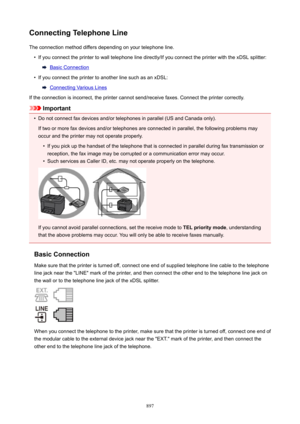 Page 897ConnectingTelephoneLineThe connection method differs depending on your telephone line.