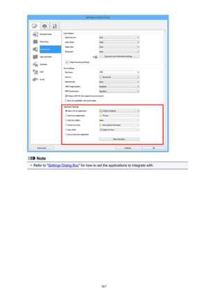 Page 567Note
•
Refer to "Settings Dialog Box" for how to set the applications to integrate with.
567 