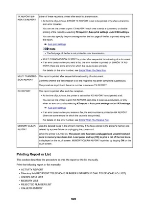 Page 1025TX REPORT/ER-
ROR TX REPORTEither of these reports is printed after each fax transmission.