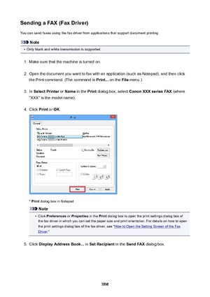 Page 1030SendingaFAX(FaxDriver)You can send faxes using the fax driver from applications that support document printing.
Note
