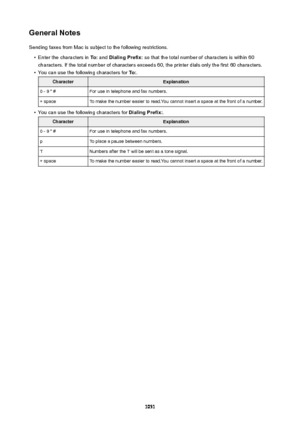 Page 1051GeneralNotesSending faxes from Mac is subject to the following restrictions.