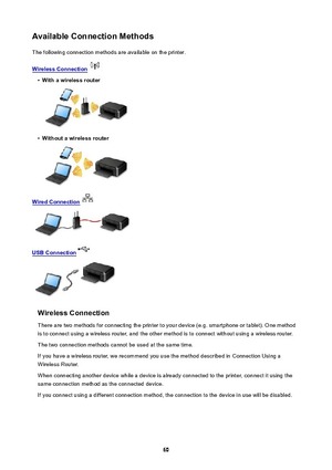 Page 60AvailableConnectionMethodsThe following connection methods are available on the printer.
WirelessConnection
