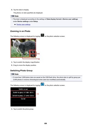 Page 628B.Tap the date to display.
The photos on date specified are displayed.
Note
