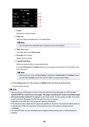 Page 6311.
Copies
Specify the number of copies.
2.
Pagesize
Select the page size depending on the loaded paper.
Note
