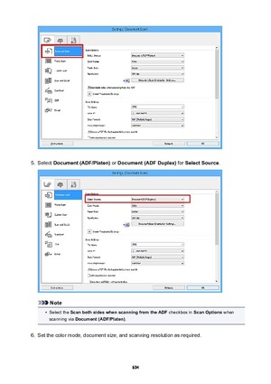 Page 6945.
Select Document(ADF/Platen)  or Document(ADFDuplex)  for SelectSource .
Note
