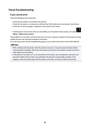 Page 83CloudTroubleshootingIfyoucannotprint
Check the following if you cannot print.