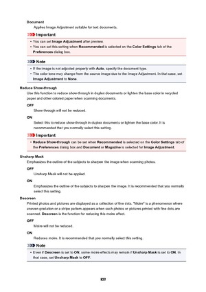 Page 829DocumentApplies Image Adjustment suitable for text documents.
Important
