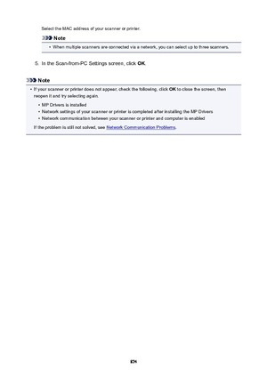 Page 874Select the MAC address of your scanner or printer.
Note
