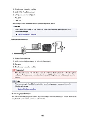 Page 923E.Telephone or answering machineF.
WAN (Wide Area Network) port
G.
LAN (Local Area Network) port
H.
TEL port
I.
LINE port
* Port configurations and names may vary depending on the product.
Note
