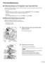 Page 2321
Print Head Maintenance
„
„„ „If Blurring Occurs or If a Specific Color Does Not Print
Perform print head cleaning to improve the print quality. Ensure that the printer is turned on and 
follow the instructions below.
•Windows
Open the printer driver settings screen and click the Maintenance tab. Click Cleaning.
See page 13 for details on how to open the setting screen.
• Macintosh
Open the Page Setup dialog box and click Utilities. Click Cleaning.
„
„„ „When the Printer Runs out of Ink
Replace the...