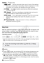 Page 6060 Š Advanced Shooting
Options( Default value)
Baby Mode
With the optimized settings in   mode, baby’s skin will appear with 
vibrant clarity. In addition, you can add a stamp to the video to show 
how much time has passed since baby was born. 
Operating modes:
* Even if the video format was set to MP4, when you change the shooting mode to , the video format is automatically set to AVCHD.
NOTES
• During   mode, pre-recording ( A144) will be activated and can-
not be turned off. That way, you will not...