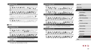 Page 197197
AF Frame Size (= 84)*2
Normal
*1 /  /  /  /  /  /  /  /  /  /  /  /  /  /  /  /  /  /  /  /  /  /  /  /  /  /  /  / 
Small
*1 /  /  /  /  /  /  /  /  /  /  /  /  /  /  /  /  /  /  /  /  /  /  /  /  /  /  /  / 
Continuous AF ( = 85)
On
*1 /  /  /  /  /  /  /  /  /  /  /  /  /  /  /  /  /  /  /  /  /  /  /  /  /  /  /  / 
Off
*1 /  /  /  /  /  /  /  /  /  /  /  /  /  /  /  /  /  /  /  /  /  /  /  /  /  /  /  / 
Focus Range ( = 80, = 81)
For details, see “Functions Available in Each Shooting Mode” 
( =...