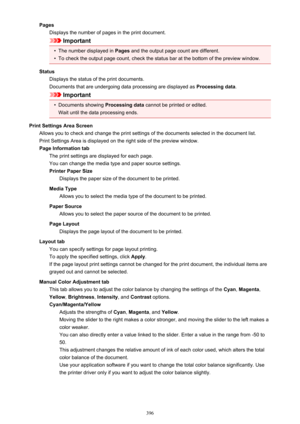 Page 396PagesDisplays the number of pages in the print document.
Important
