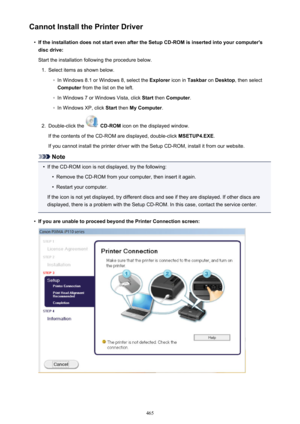 Page 465Cannot Install the Printer Driver