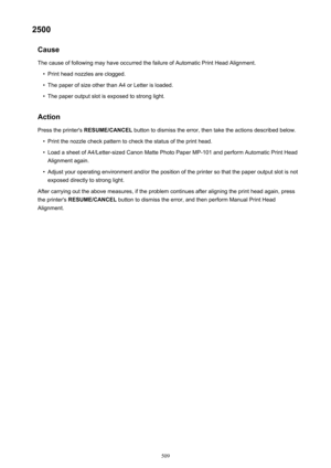 Page 5092500Cause
The cause of following may have occurred the failure of Automatic Print Head Alignment.