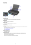 Page 98Front View
(1) print head coverOpen to replace an ink tank or remove jammed paper inside the printer.
(2) paper guide Align with the left side of the paper stack.
(3) paper support Pull out fully to support paper loaded on the rear tray.
(4) rear tray cover Open to load paper in the rear tray.
(5) rear tray Load paper here. Two or more sheets of the same size and type of paper can be loaded at the sametime, and fed automatically one sheet at a time.
Loading Plain Paper / Photo Paper
Loading Envelopes
(6)...