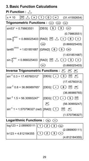 Page 29+
 

	
	

	67!8%6!)
(6A! %(687!8%6!$)  

! ($ (6A! %(687!8%6!$)  
A+(6%&687!8%6!$) 
πJ
&*7OM	+7**
0& M	*7

# $$%#$%&
& M	*7
&
	7M	*7O
0&
	M7	++*O

	*M*	7++7O
&
M	*+7: <
$7M	++*
7M	7**
(31.41592654)
[DEG]
[RAD]
[RAD]
[GRAD](0.79863551)
(0.866025403)
(1.631851687)
(0.866025403)
π-=
-=
7π-=
[DEG]
[DEG]
[DEG]...