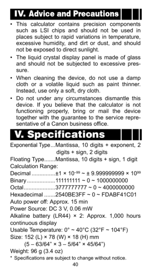 Page 40
IV. Advice and Precautions
I & 00# 0& 10& 0.1&
� & 85; 01&   &#   / #&  
10& &#/N0  1  
&  .1#

,0&&
 #. 3
       #&
   &# 
/,1&  0&#$	
I  H#  03&  &13 1 & .  2 $&&
  &#   / &#/N0   ,0&&
 1&
&#	
I 4 0$   
0
    #&   .1
0   
 H#  � & 1 	
;&...