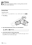 Page 132132 Š Photos
Photos
Refer to this chapter for details on viewing photos and other 
photo-related operations.
Viewing Photos
Operating modes:
1Press T.
2 Open the [Photos] index screen, if it is not displayed.
3 Look for the photo you want to play back. Move the zoom lever toward  T to show 15 photos per page; move it 
toward  S to show 6 photos per page. 
[G ] >  [Photos]
COPY  