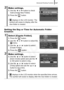 Page 159
Advanced Shooting Functions157
Setting the Day or Time for Automatic Folder 
Creation
2Make settings.
1.Use the   or   button to check 
mark [Create New Folder].
2. Press the   button.
•  displays in the LCD monitor. The  symbol will cease to display after the 
new folder is created.
1Select [Create Folder].
1. Press the   button.
2. Use the   or   button to select the 
 menu.
3. Use the   or   button to select 
[Create Folder].
4. Press the   button.
2Make settings.
1.Use the   or   button to select...