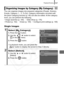 Page 169
Playback/Erasing167
You can organize images into prepared categories (People, Scenery, 
Events, Category 1 – 3, To Do). Category information recorded with 
the [Auto Category] function (p. 49) can also be edited. At the category 
level, you can perform the following.
• Image searches (p. 165)    • Slide Show (p. 176)
• Protect (p. 192)    • Erase (p. 195)   • Configure print settings (p. 198)
Single Images
Organizing Images by Category (My Category)
1Select [My Category].
1. Press the   button.
2. Use...