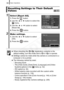 Page 70
Basic Operations68
Resetting Settings to Their Default 
Values
1Select [Reset All].
1.Press the   button.
2. Use the   or   button to select the 
 menu.
3. Use the   or   button to select 
[Reset All].
4. Press the   button.
2Make settings.
1.Use the   or   button to select 
[OK].
2. Press the   button.
zWhen returning the  /  registration contents to the 
default setting, turn the mode dial to   or   to operate.
zSettings cannot be reset when the camera is connected to a 
computer or to a printer.
zThe...